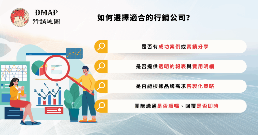 選擇適合的數位行銷/廣告公司的評估面向